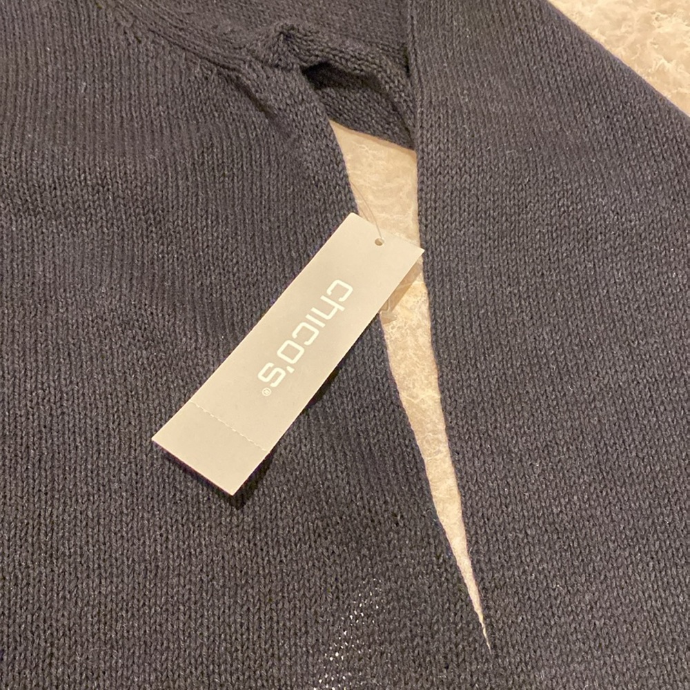 Chico’s Black Cardigan Size 2/L Linen Cotton Blend Never Worn - Picture 6 of 9